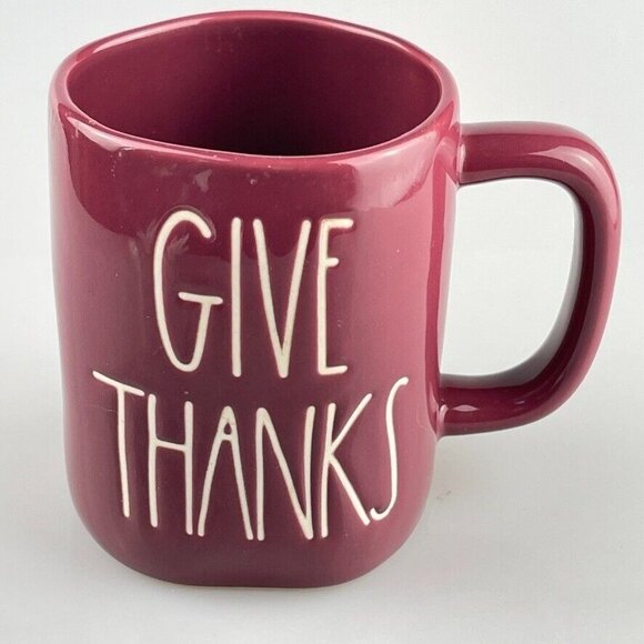 Rae Dunn Give Thanks Mug Ceramic Artisan Collection By Magenta Dishwasher Safe M - Picture 1 of 8